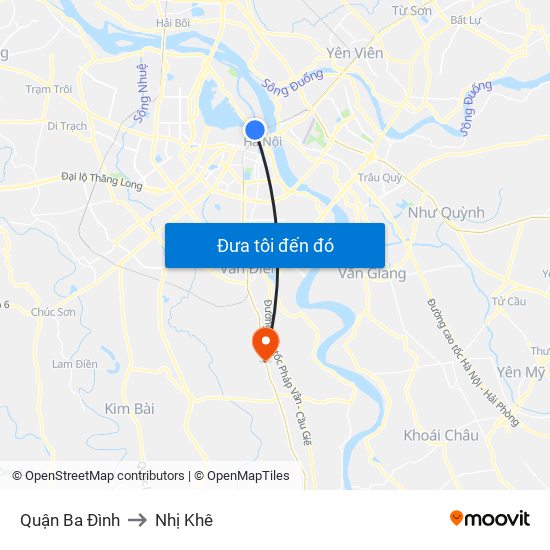 Quận Ba Đình to Nhị Khê map