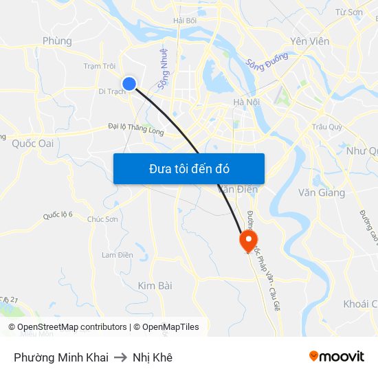 Phường Minh Khai to Nhị Khê map