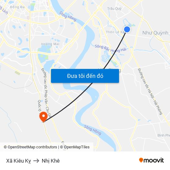 Xã Kiêu Kỵ to Nhị Khê map