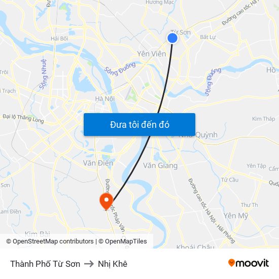 Thành Phố Từ Sơn to Nhị Khê map