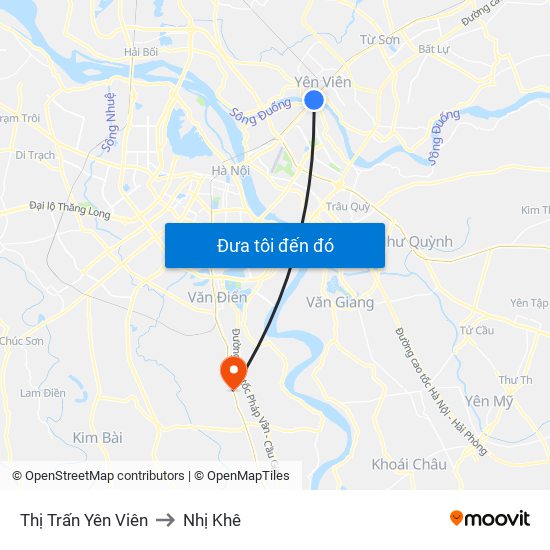 Thị Trấn Yên Viên to Nhị Khê map