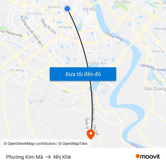 Phường Kim Mã to Nhị Khê map