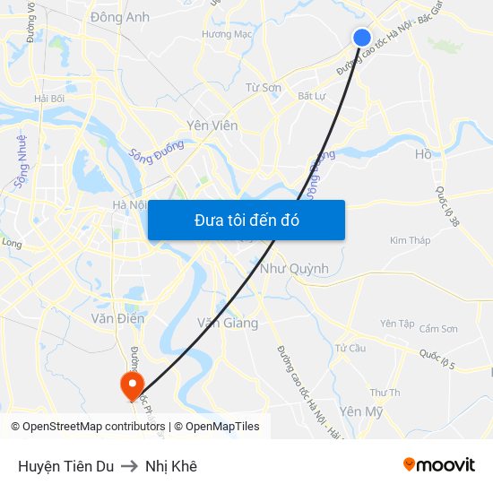 Huyện Tiên Du to Nhị Khê map