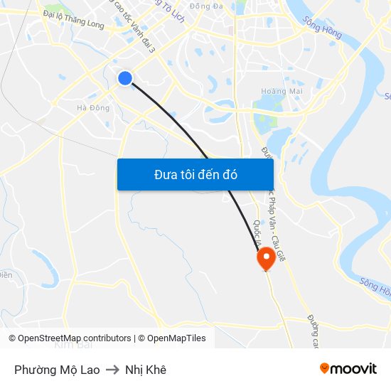 Phường Mộ Lao to Nhị Khê map