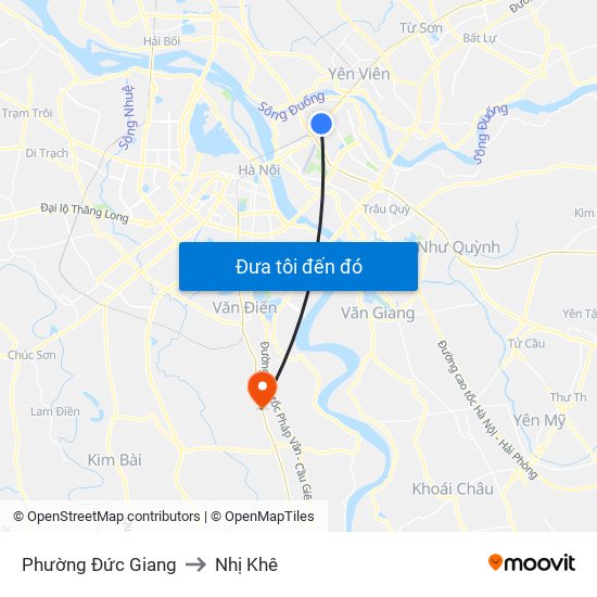 Phường Đức Giang to Nhị Khê map