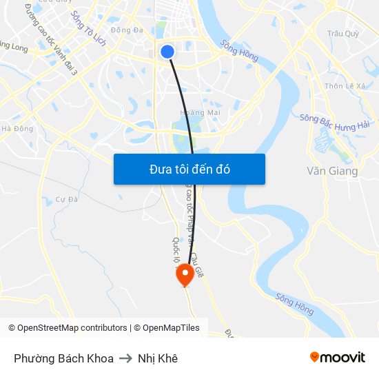 Phường Bách Khoa to Nhị Khê map