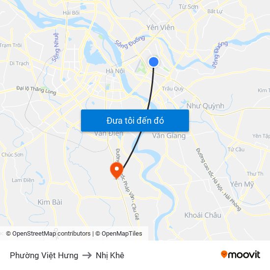 Phường Việt Hưng to Nhị Khê map