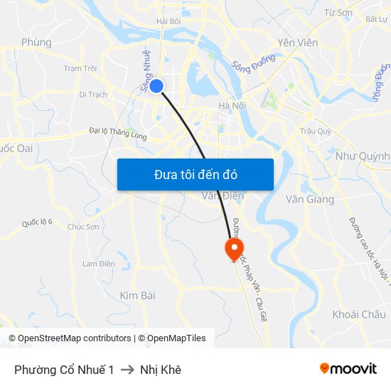 Phường Cổ Nhuế 1 to Nhị Khê map