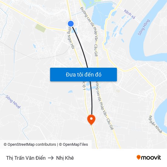 Thị Trấn Văn Điển to Nhị Khê map