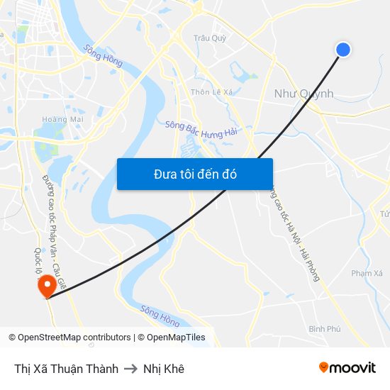 Thị Xã Thuận Thành to Nhị Khê map