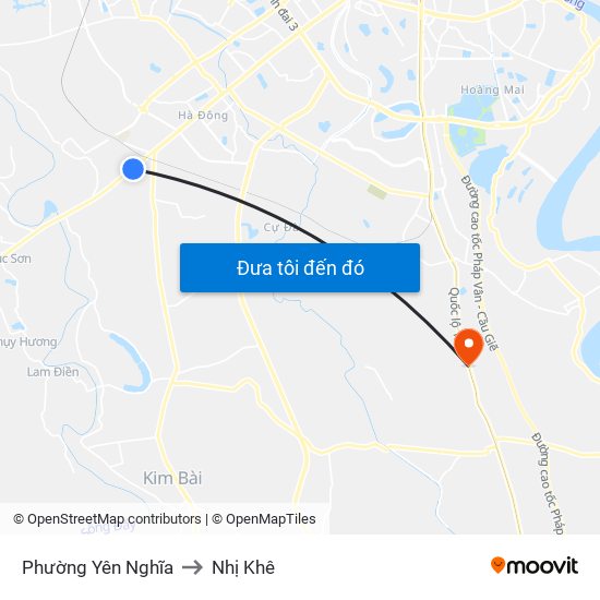 Phường Yên Nghĩa to Nhị Khê map