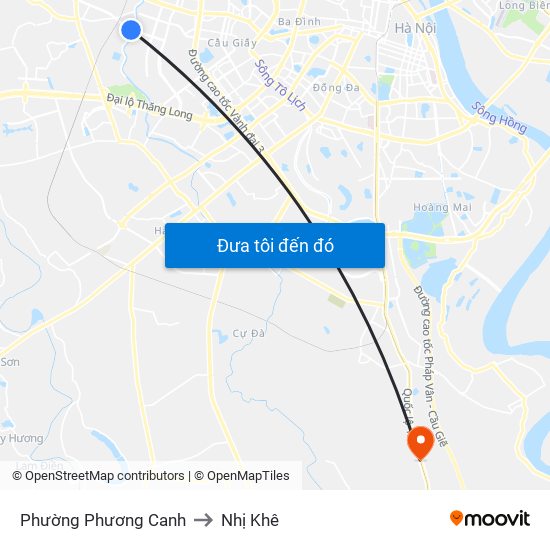 Phường Phương Canh to Nhị Khê map