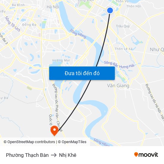 Phường Thạch Bàn to Nhị Khê map