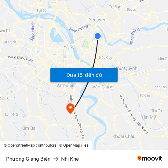 Phường Giang Biên to Nhị Khê map