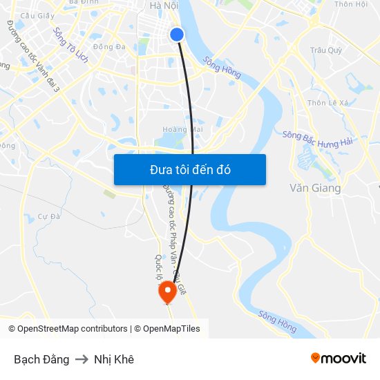 Bạch Đằng to Nhị Khê map