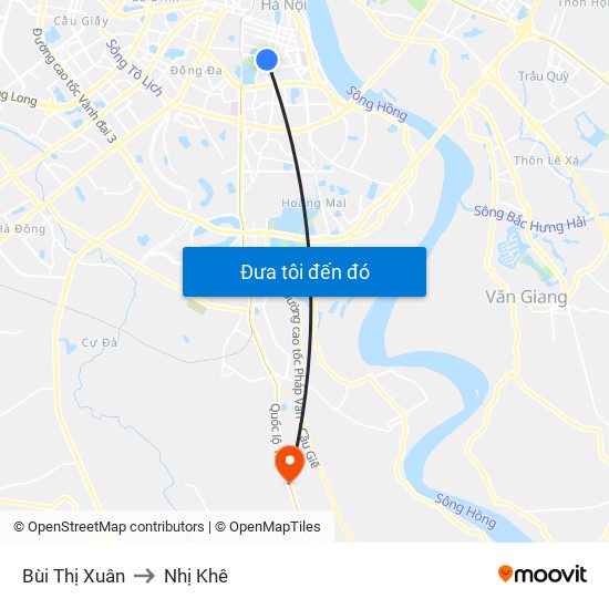 Bùi Thị Xuân to Nhị Khê map