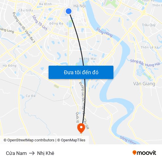 Cửa Nam to Nhị Khê map