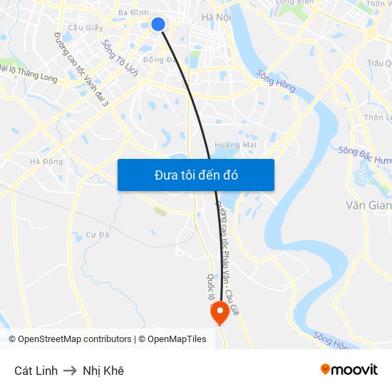 Cát Linh to Nhị Khê map