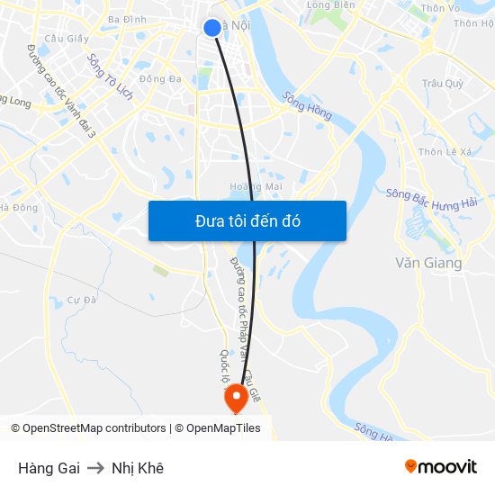 Hàng Gai to Nhị Khê map