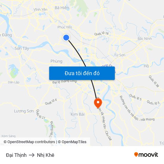 Đại Thịnh to Nhị Khê map