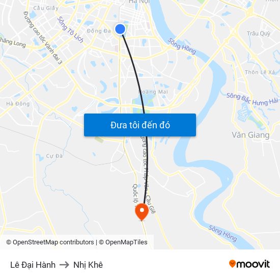 Lê Đại Hành to Nhị Khê map