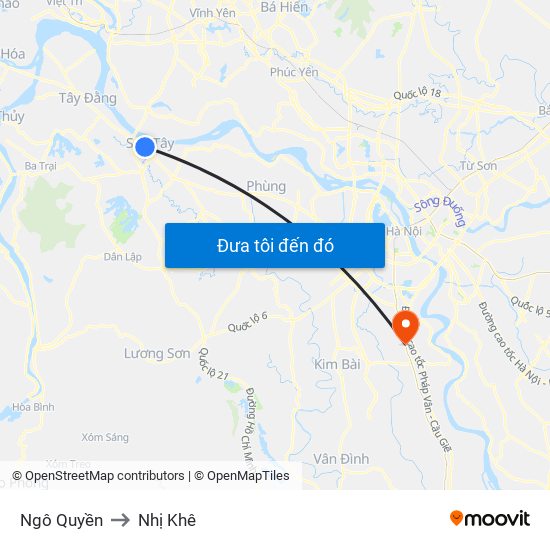 Ngô Quyền to Nhị Khê map