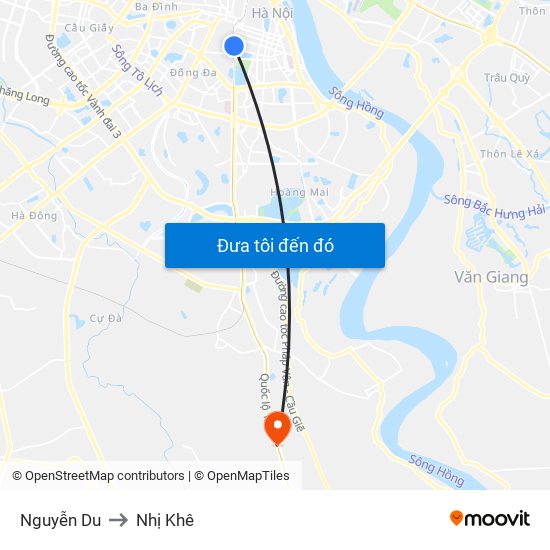 Nguyễn Du to Nhị Khê map