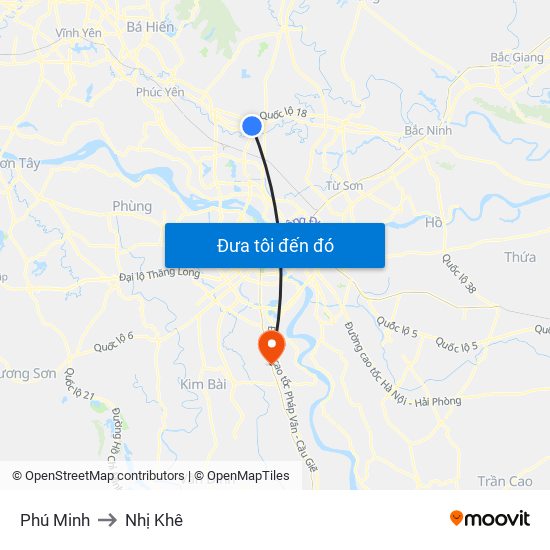 Phú Minh to Nhị Khê map