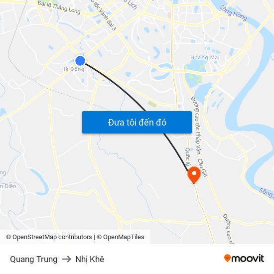 Quang Trung to Nhị Khê map