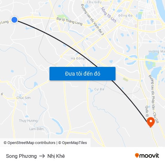 Song Phương to Nhị Khê map