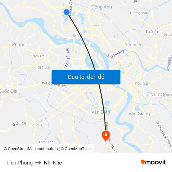 Tiền Phong to Nhị Khê map