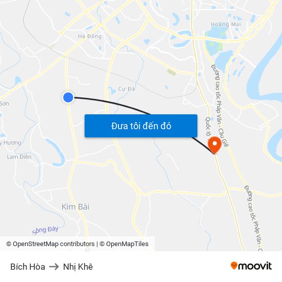 Bích Hòa to Nhị Khê map