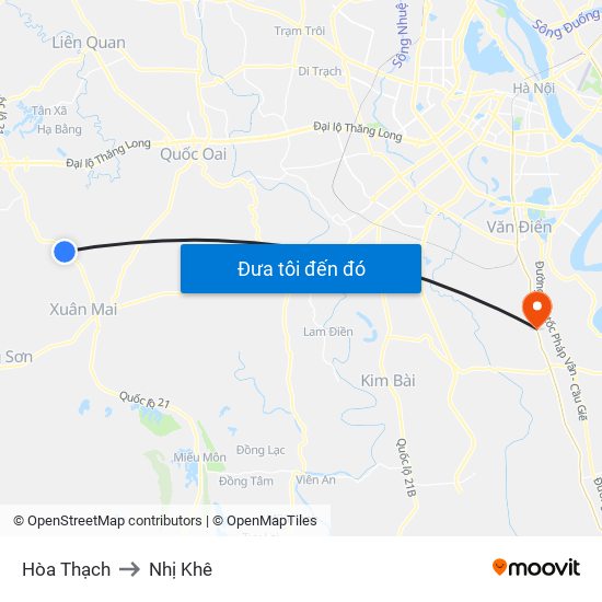 Hòa Thạch to Nhị Khê map