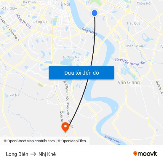 Long Biên to Nhị Khê map