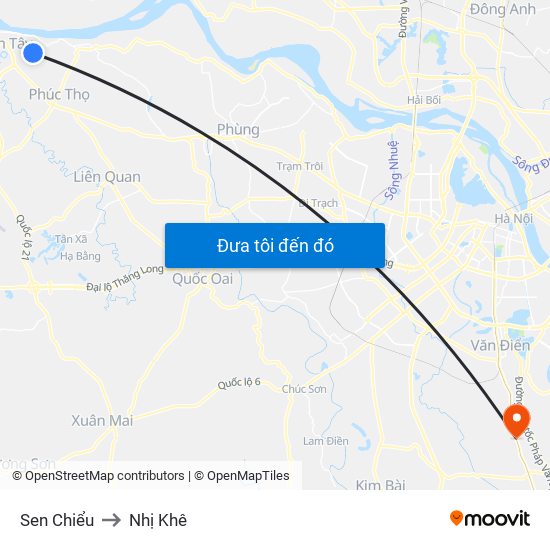 Sen Chiểu to Nhị Khê map