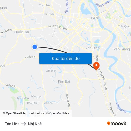 Tân Hòa to Nhị Khê map