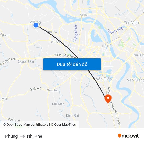 Phùng to Nhị Khê map