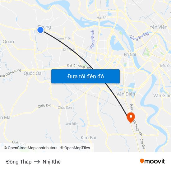 Đồng Tháp to Nhị Khê map