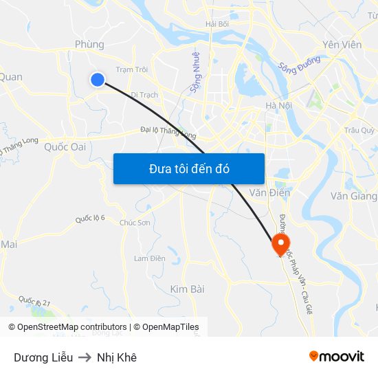 Dương Liễu to Nhị Khê map