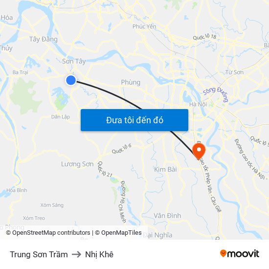 Trung Sơn Trầm to Nhị Khê map