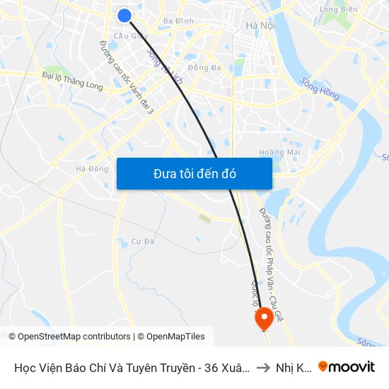 Học Viện Báo Chí Và Tuyên Truyền - 36 Xuân Thủy to Nhị Khê map