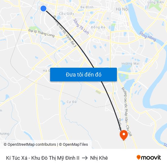 Kí Túc Xá - Khu Đô Thị Mỹ Đình II to Nhị Khê map