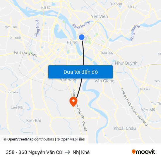 358 - 360 Nguyễn Văn Cừ to Nhị Khê map