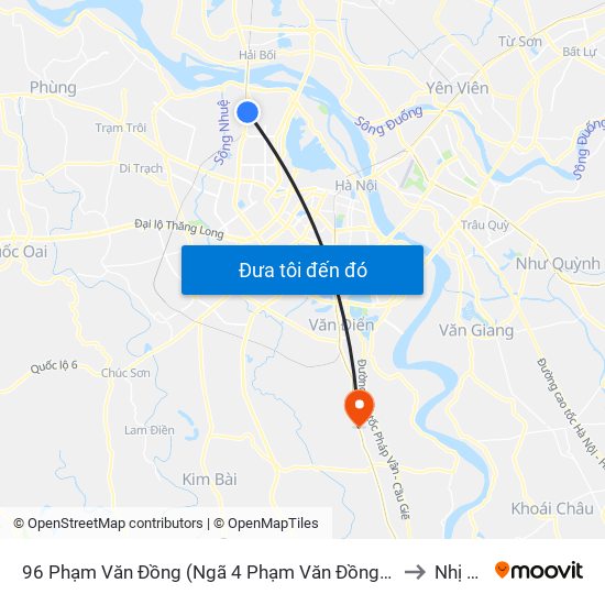 96 Phạm Văn Đồng (Ngã 4 Phạm Văn Đồng - Xuân Đỉnh) to Nhị Khê map