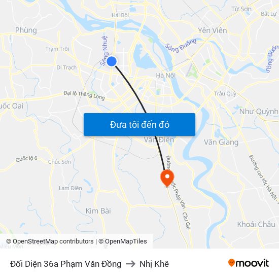 Đối Diện 36a Phạm Văn Đồng to Nhị Khê map