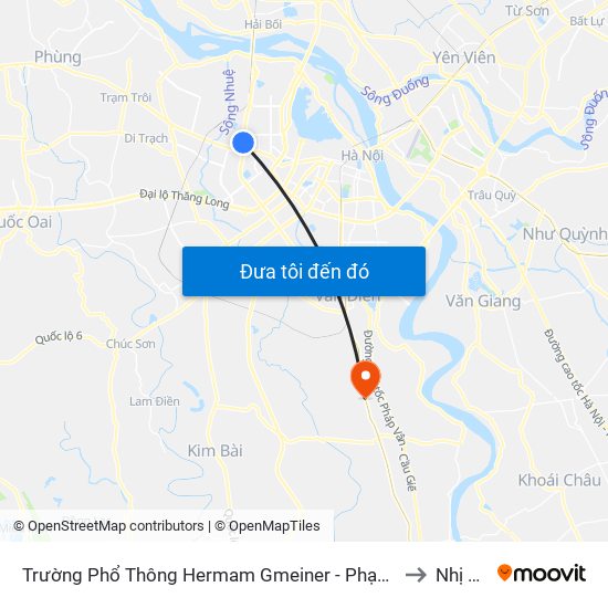 Trường Phổ Thông Hermam Gmeiner - Phạm Văn Đồng to Nhị Khê map