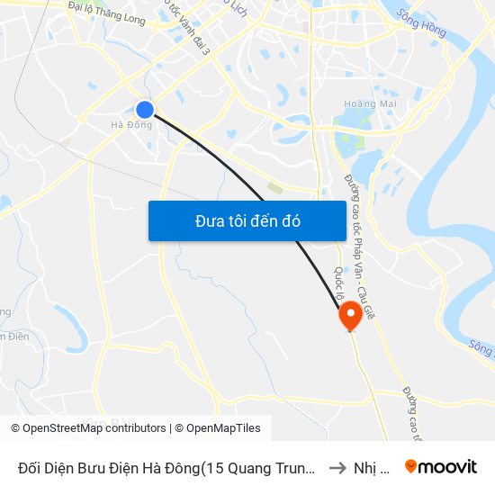 Đối Diện Bưu Điện Hà Đông(15 Quang Trung Hà Đông) to Nhị Khê map