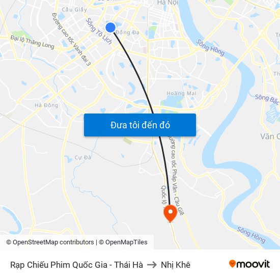 Rạp Chiếu Phim Quốc Gia - Thái Hà to Nhị Khê map