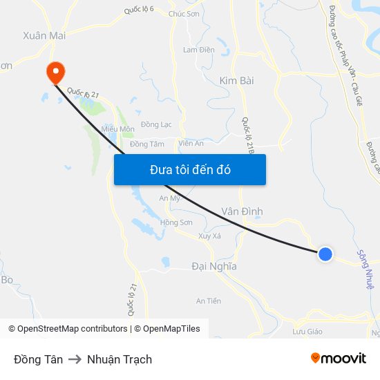 Đồng Tân to Nhuận Trạch map