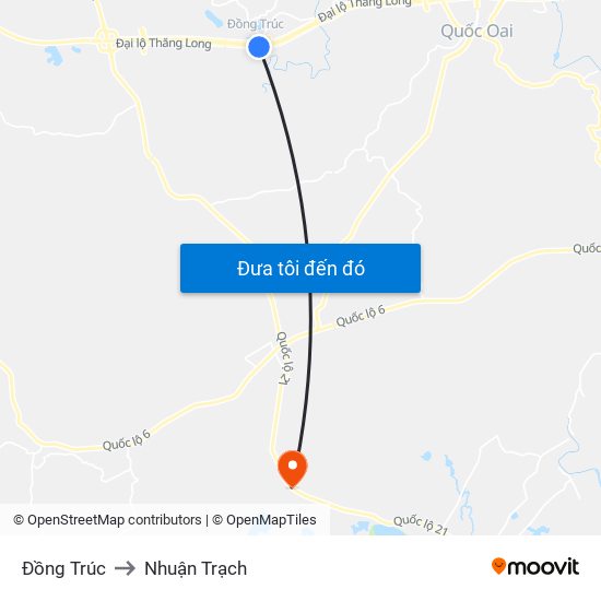 Đồng Trúc to Nhuận Trạch map